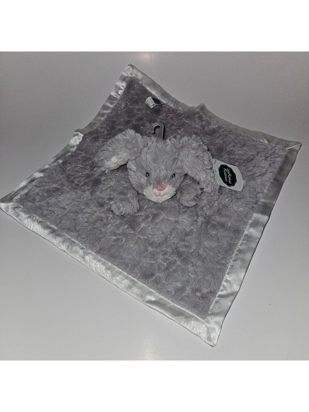 NEW Mary Meyer Putty Shadow Bunny Lovey Soft Plush Satin Trim Baby Toy Gray